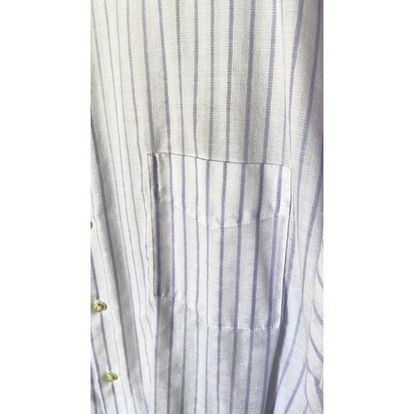 Geoffrey Beene Men's 22 Short Sleeve Shirt White Purple Striped - Picture 4 of 9